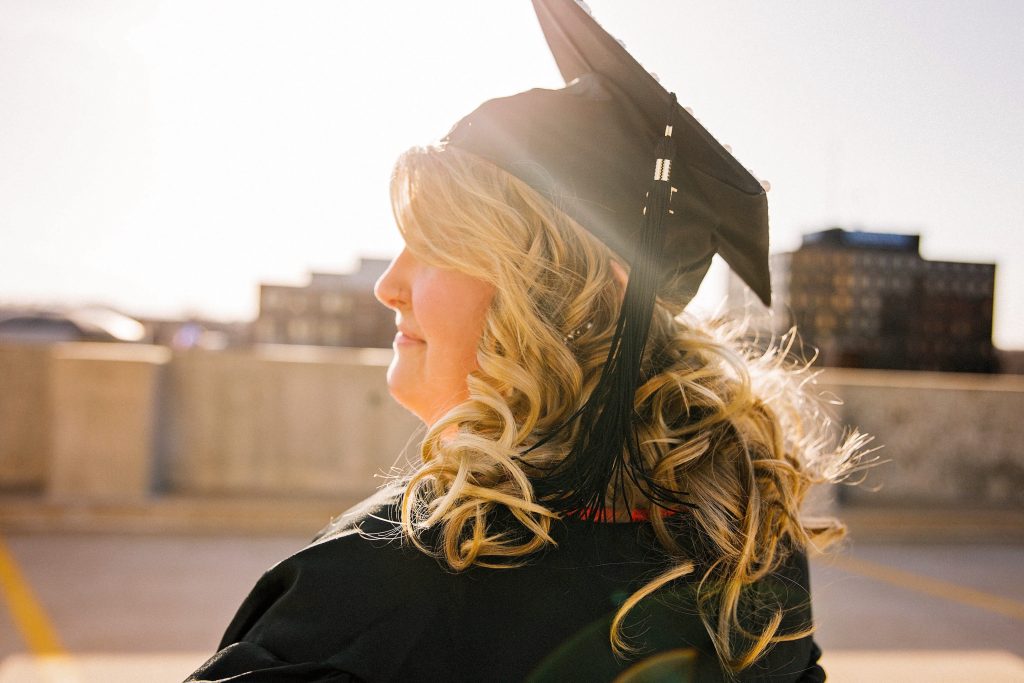 grad-school, woman in grad hat